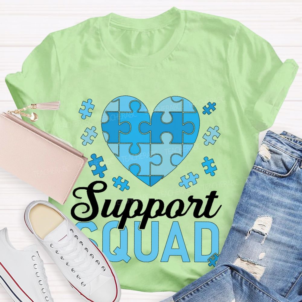 Support Squad Love Puzzle Teacher T-shirt