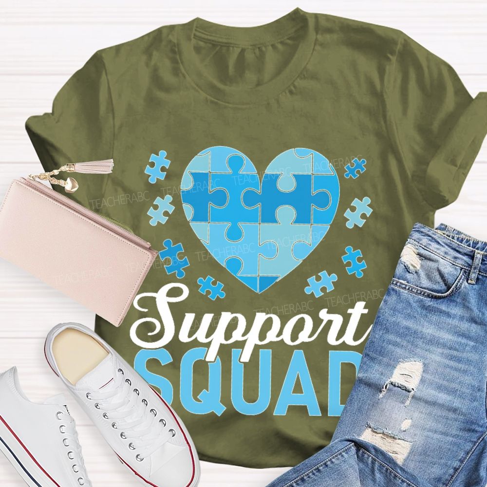 Support Squad Love Puzzle Teacher T-shirt