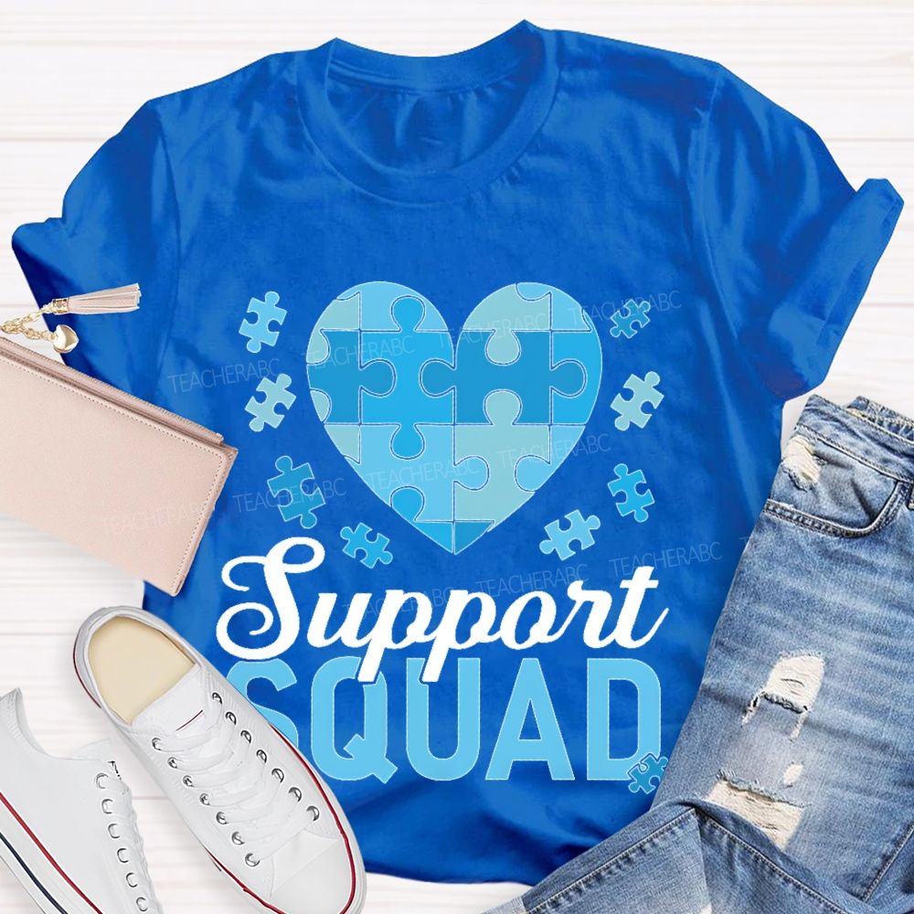 Support Squad Love Puzzle Teacher T-shirt