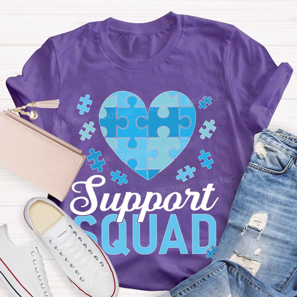 Support Squad Love Puzzle Teacher T-shirt