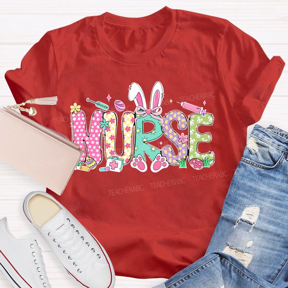 Nurse Rabbit Graphic Teacher T-shirt