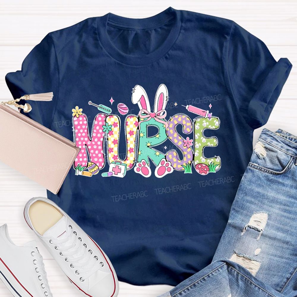 Nurse Rabbit Graphic Teacher T-shirt
