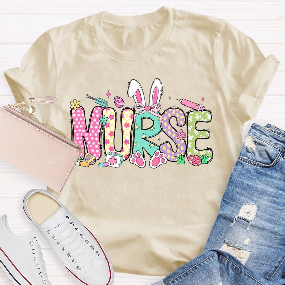 Nurse Rabbit Graphic Teacher T-shirt