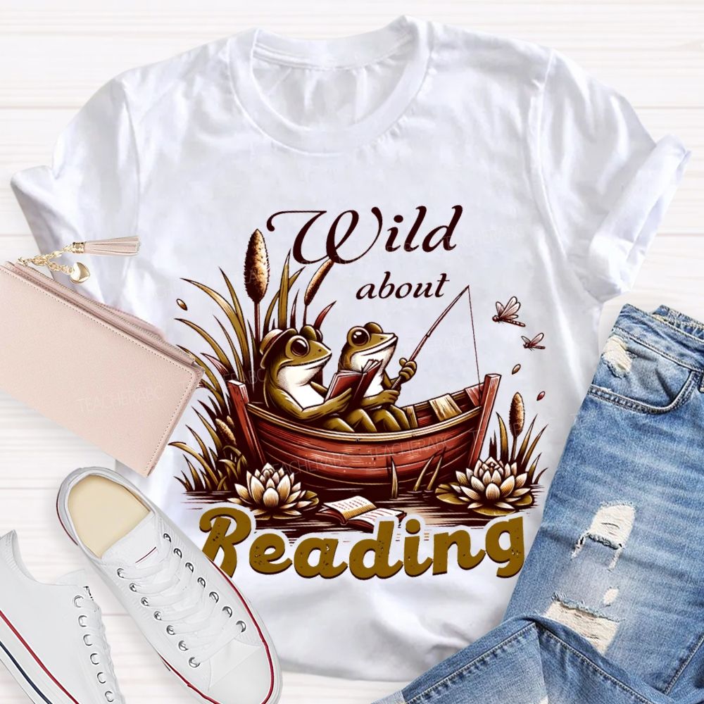 Wild About Reading Leisurely Frog Teacher T-Shirt