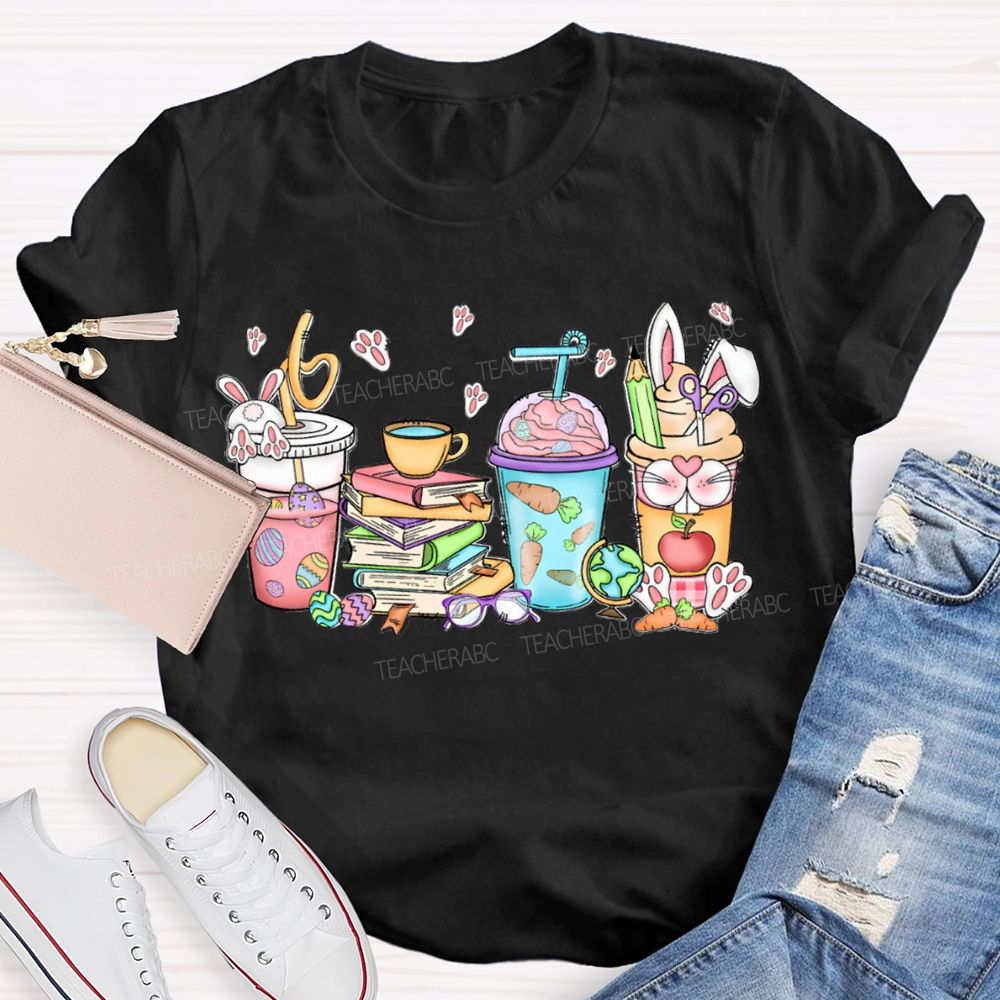 Coffee And Books Easter Bunny T-shirt
