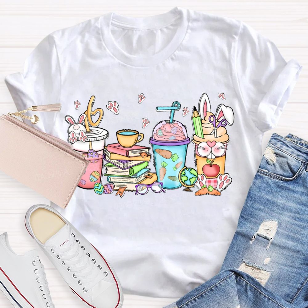 Coffee And Books Easter Bunny T-shirt