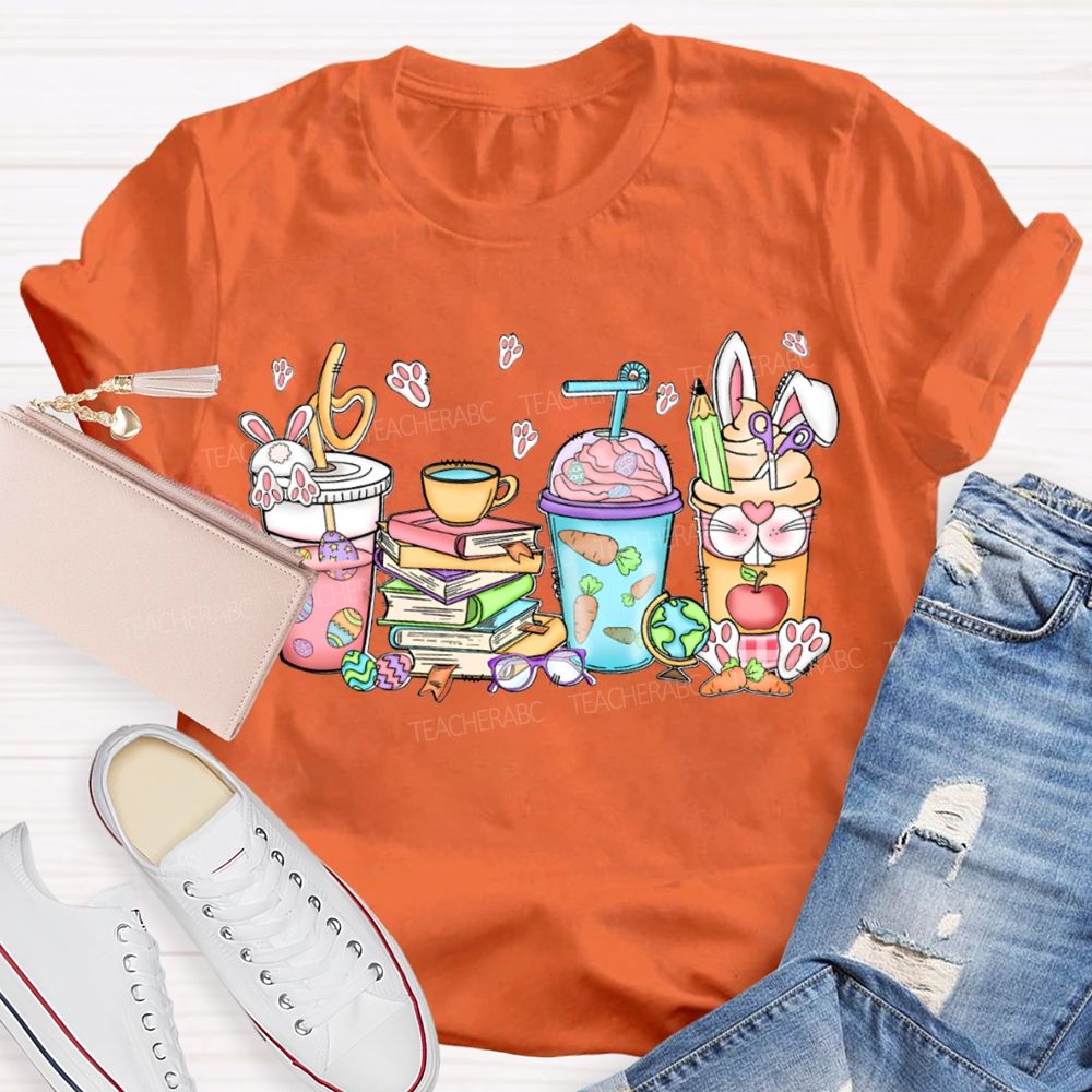 Coffee And Books Easter Bunny T-shirt