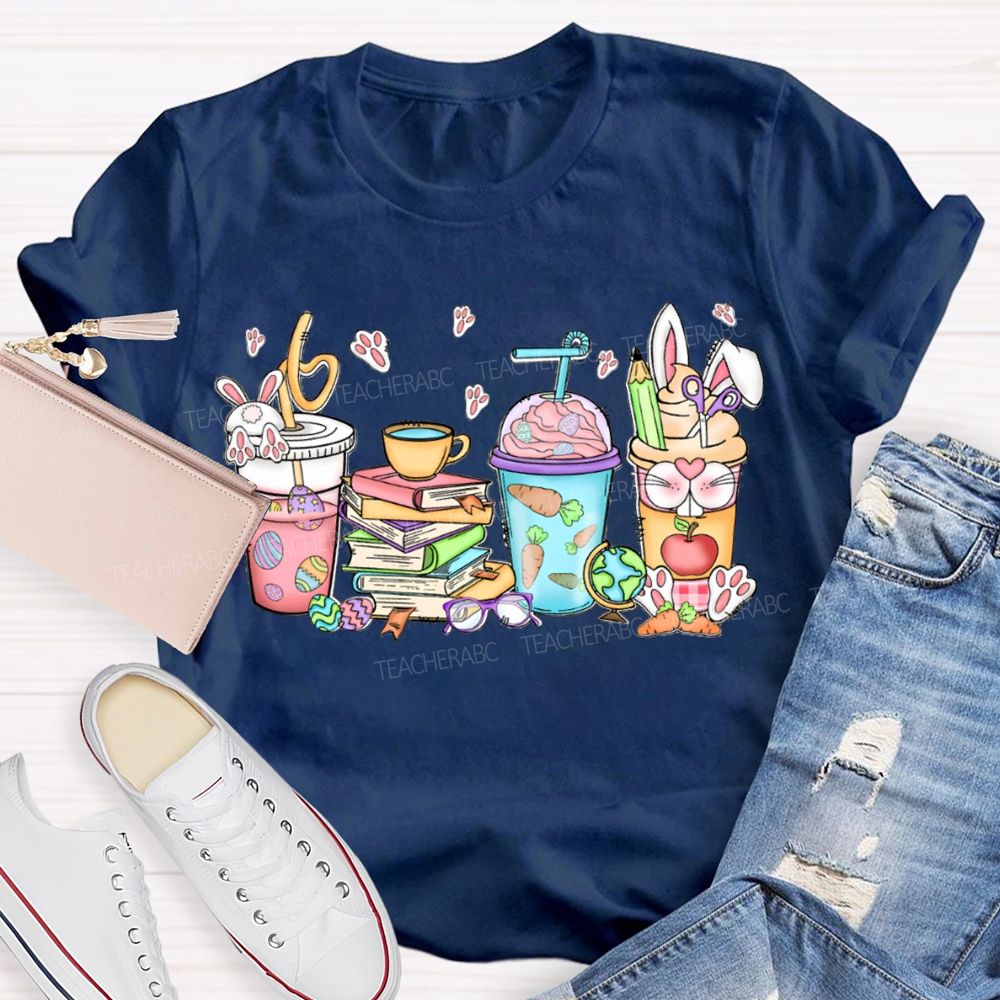 Coffee And Books Easter Bunny T-shirt