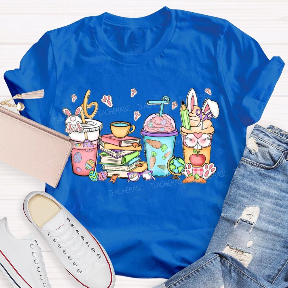 Coffee And Books Easter Bunny T-shirt