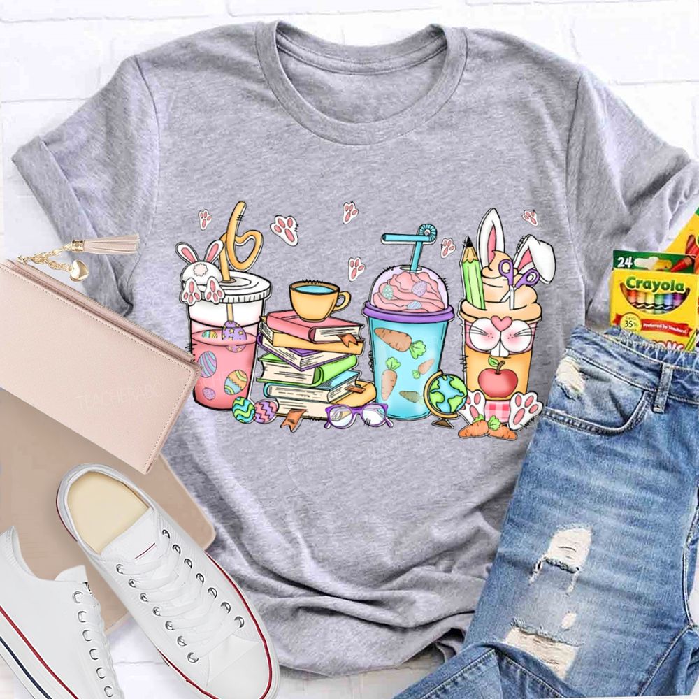Coffee And Books Easter Bunny T-shirt