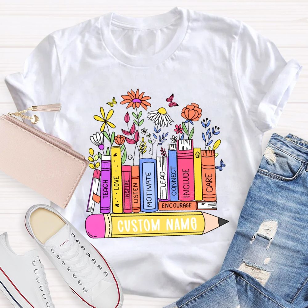 Personalized Name Teach Love Inspire Motivate Lead Care Teacher T-shirt