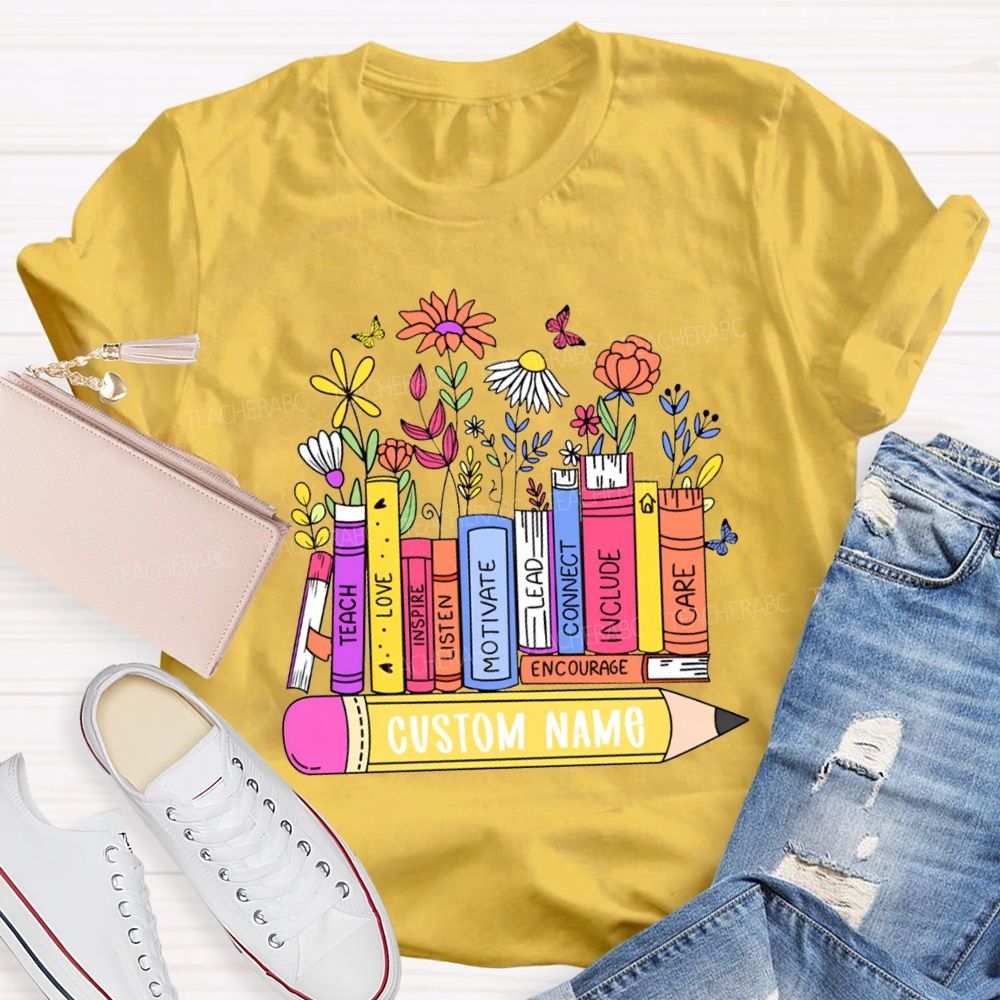 Personalized Name Teach Love Inspire Motivate Lead Care Teacher T-shirt