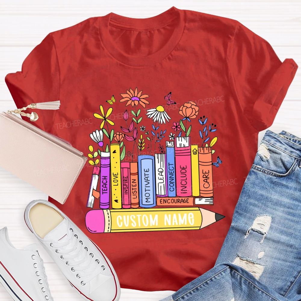 Personalized Name Teach Love Inspire Motivate Lead Care Teacher T-shirt