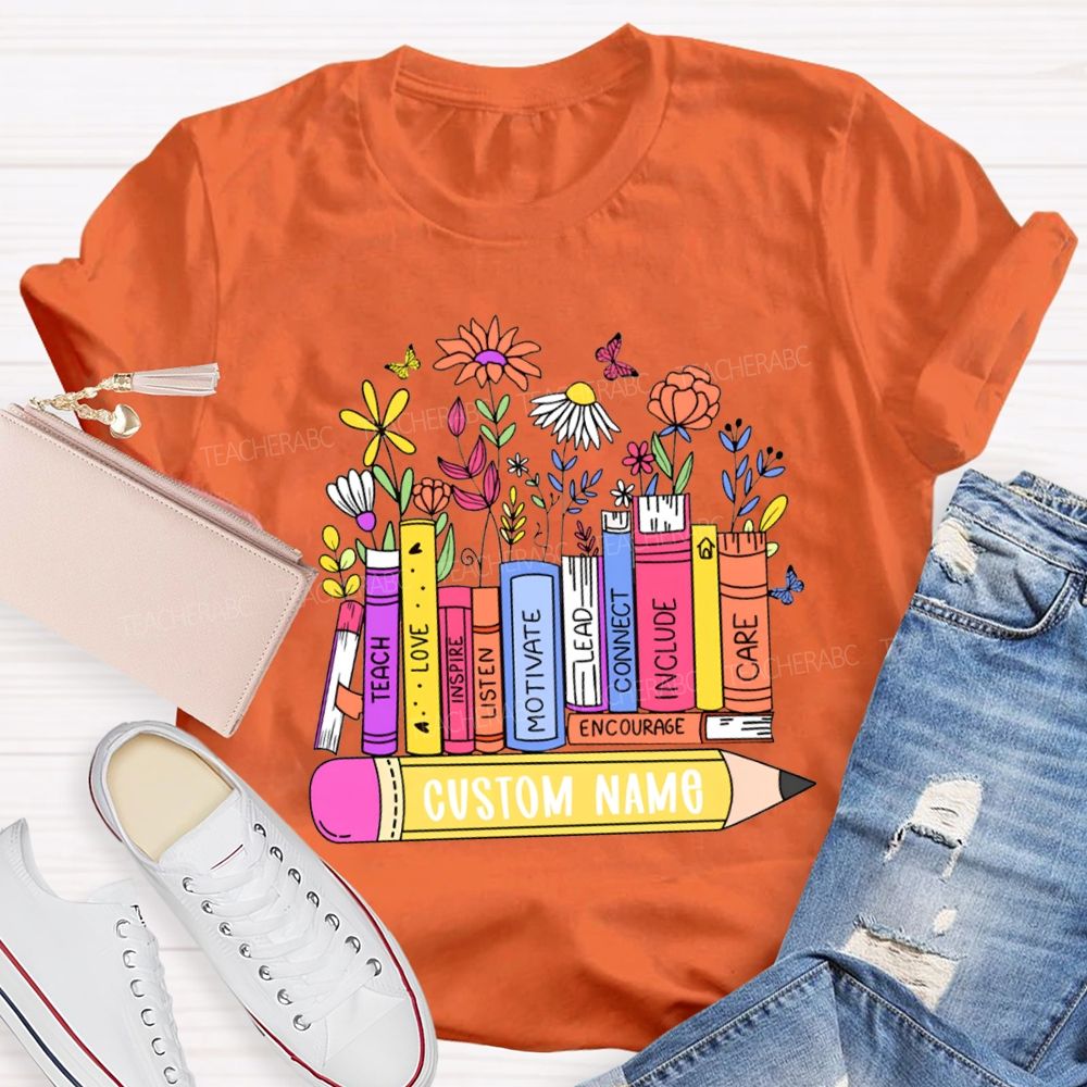 Personalized Name Teach Love Inspire Motivate Lead Care Teacher T-shirt
