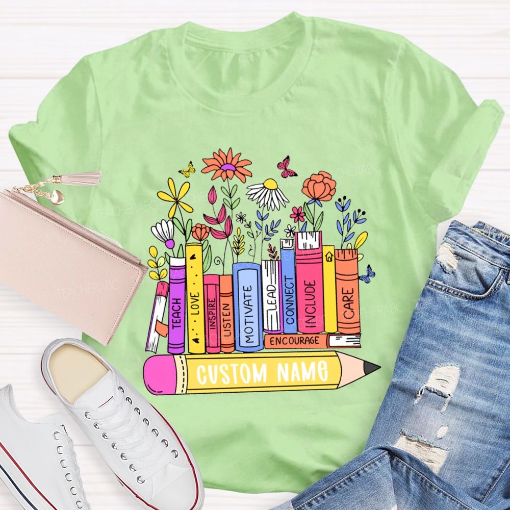 Personalized Name Teach Love Inspire Motivate Lead Care Teacher T-shirt