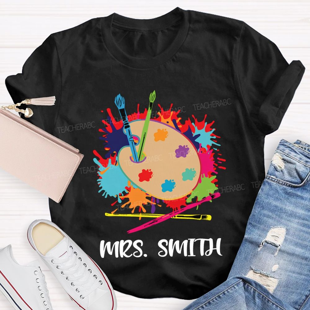 Personalized Name Dyeing Trays And Tie-Dye Printing Art Teacher T-shirt