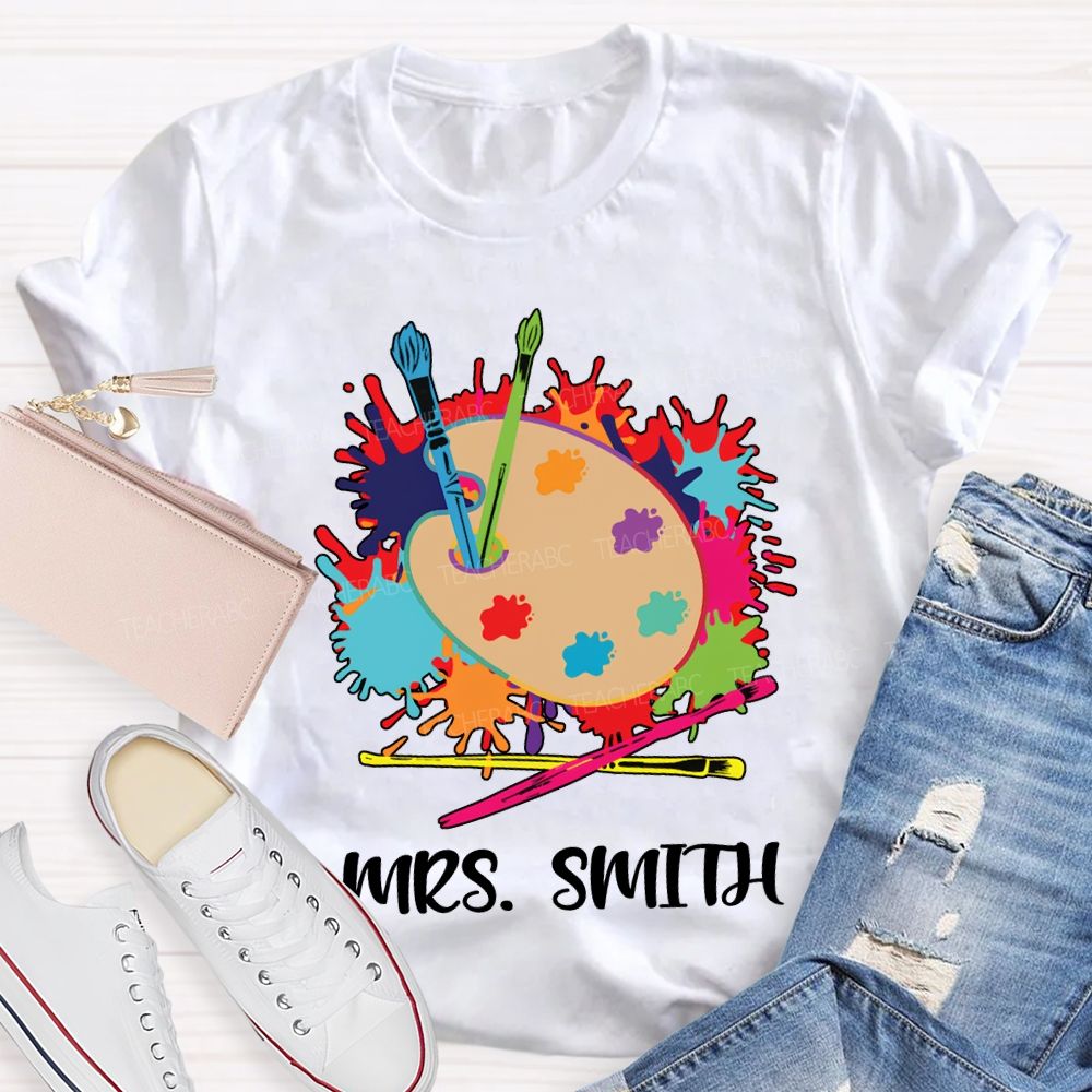 Personalized Name Dyeing Trays And Tie-Dye Printing Art Teacher T-shirt