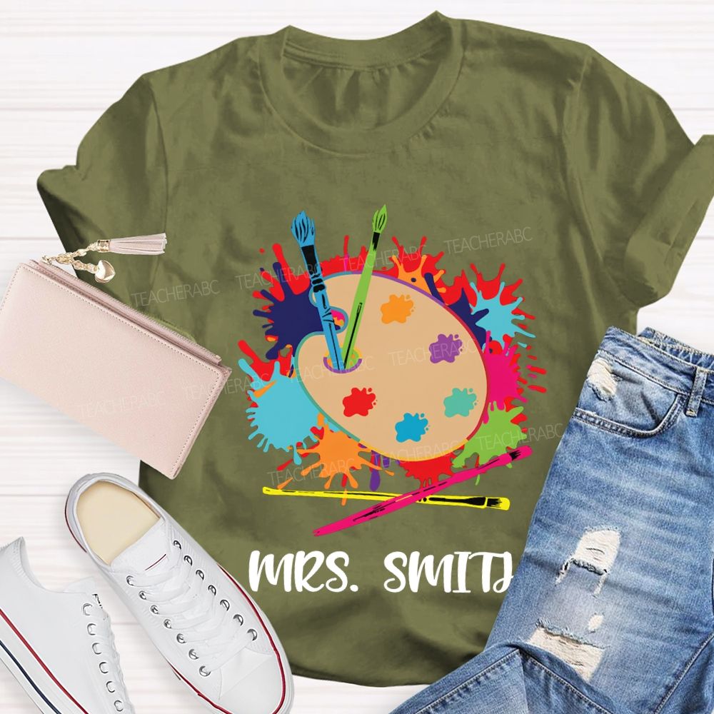 Personalized Name Dyeing Trays And Tie-Dye Printing Art Teacher T-shirt