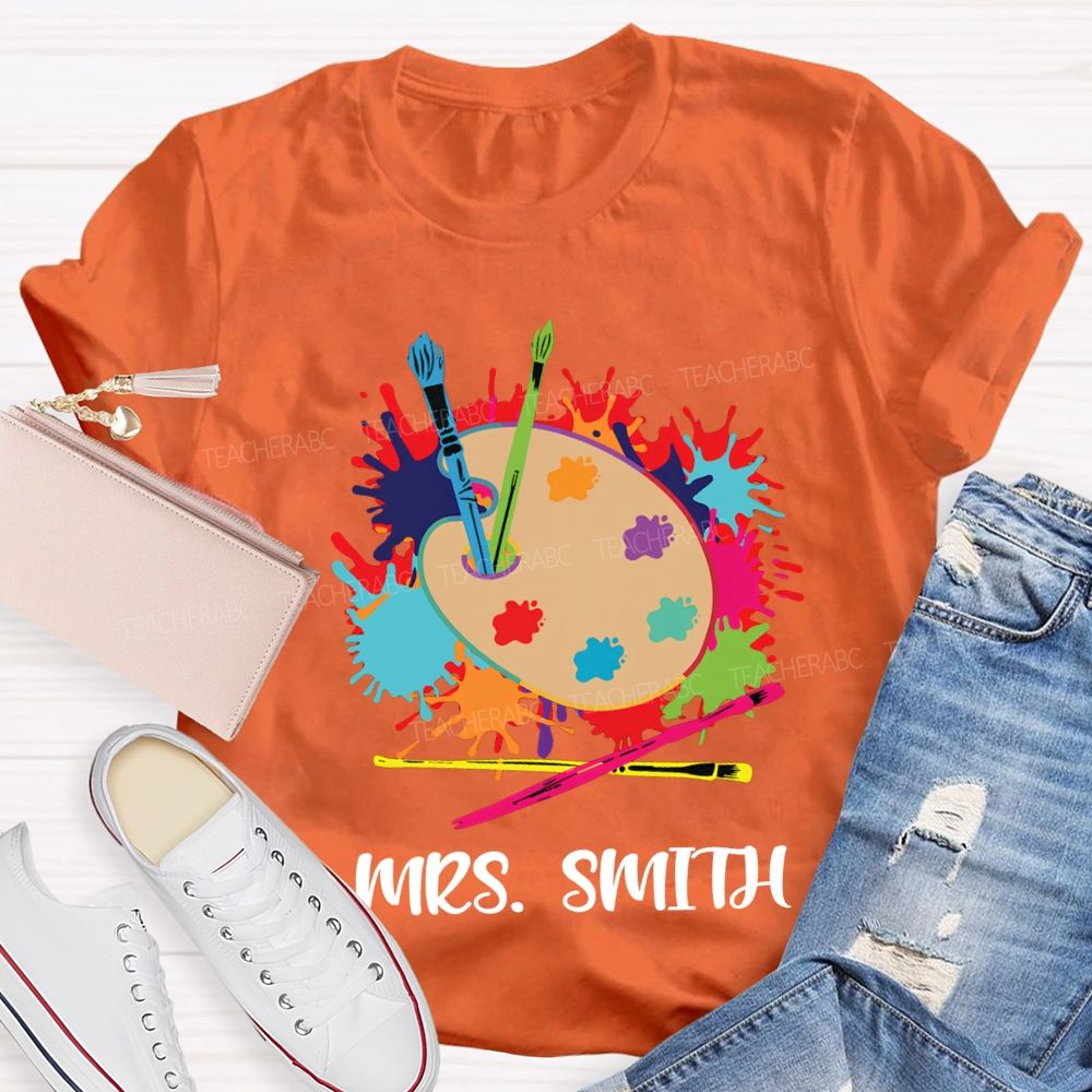 Personalized Name Dyeing Trays And Tie-Dye Printing Art Teacher T-shirt