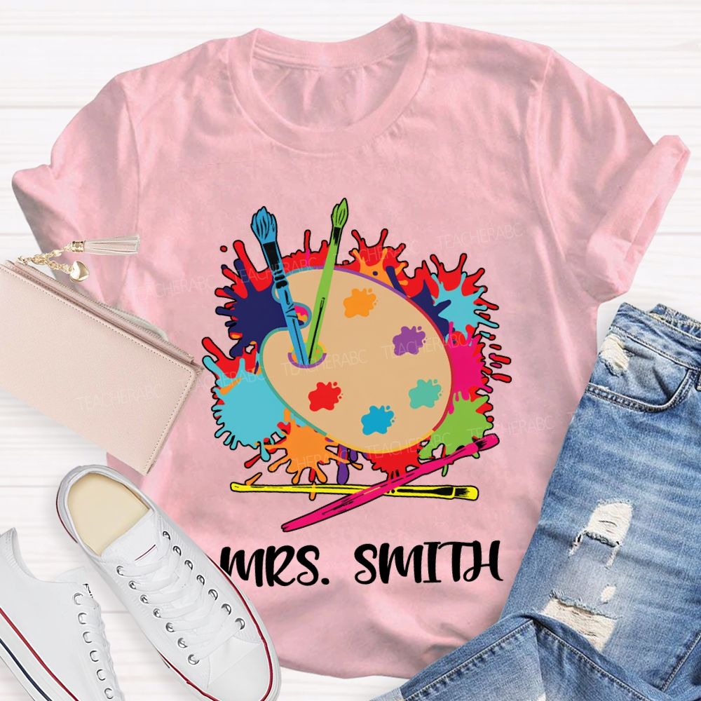 Personalized Name Dyeing Trays And Tie-Dye Printing Art Teacher T-shirt