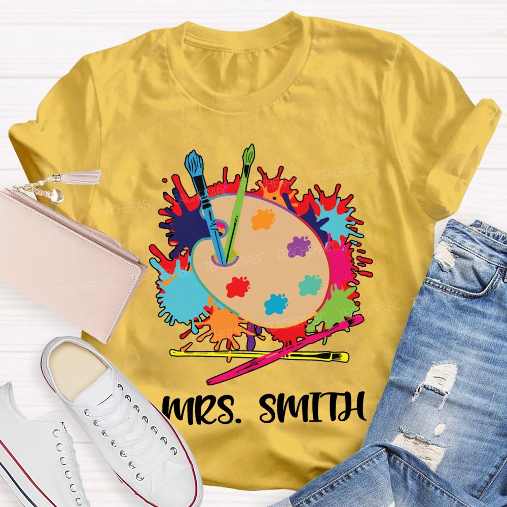 Personalized Name Dyeing Trays And Tie-Dye Printing Art Teacher T-shirt