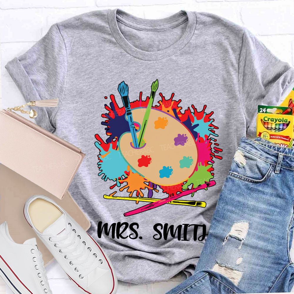 Personalized Name Dyeing Trays And Tie-Dye Printing Art Teacher T-shirt