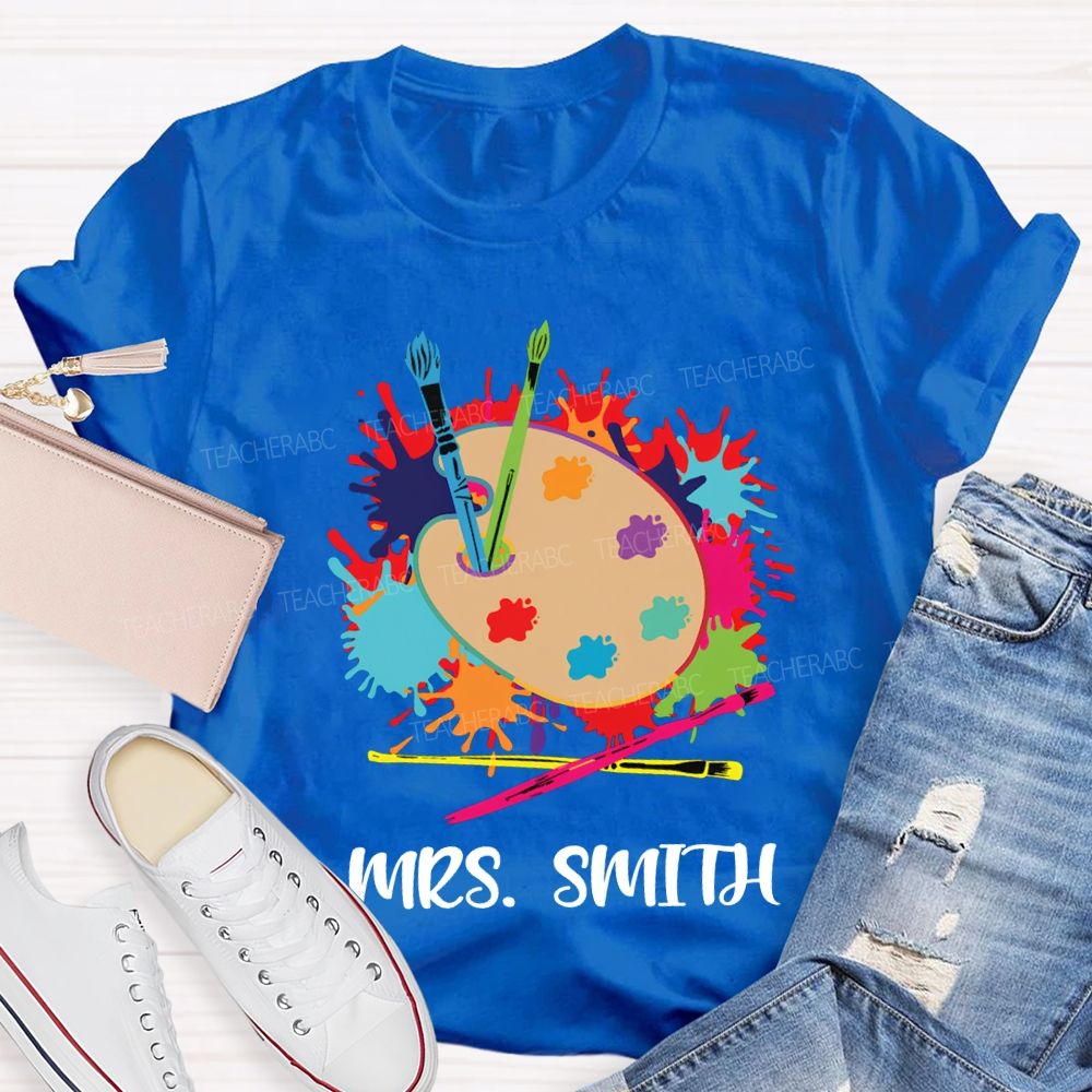 Personalized Name Dyeing Trays And Tie-Dye Printing Art Teacher T-shirt