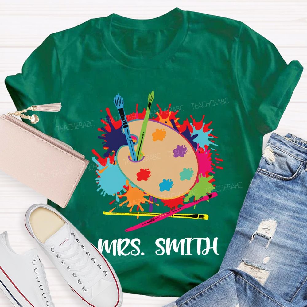 Personalized Name Dyeing Trays And Tie-Dye Printing Art Teacher T-shirt