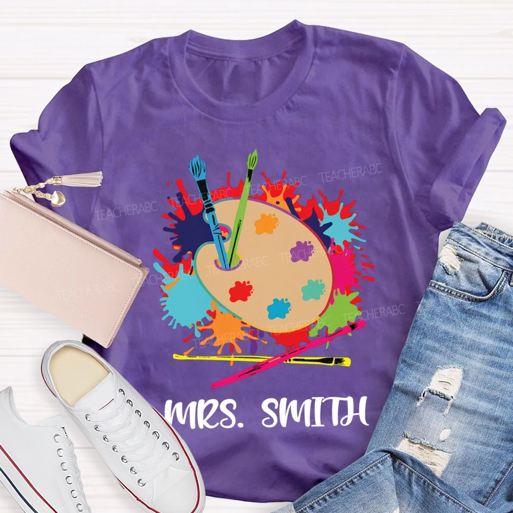 Personalized Name Dyeing Trays And Tie-Dye Printing Art Teacher T-shirt