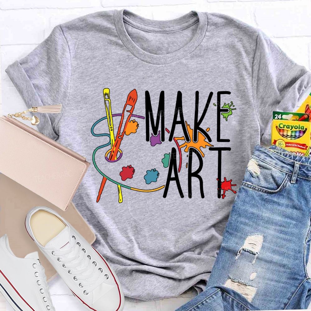 Make Art Paintbrushes And Paint Palettes Teacher T-shirt
