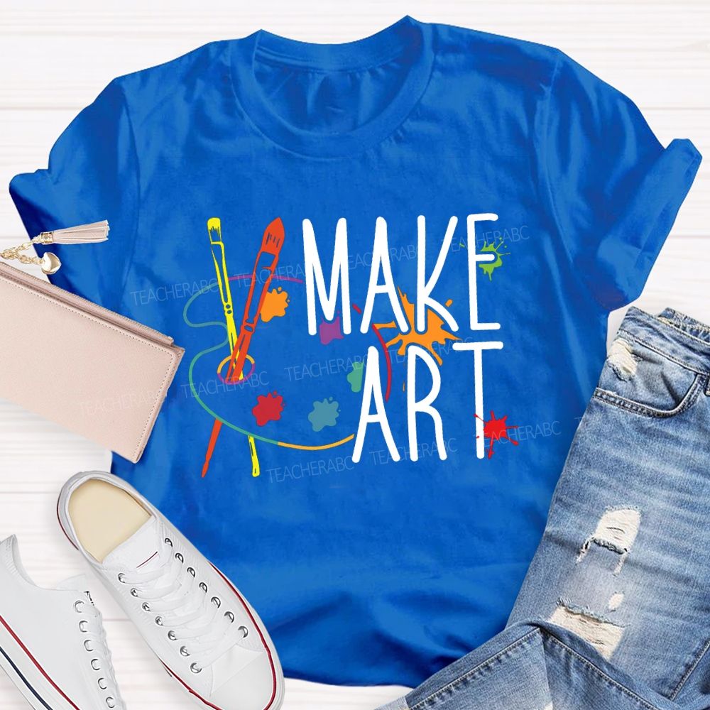 Make Art Paintbrushes And Paint Palettes Teacher T-shirt