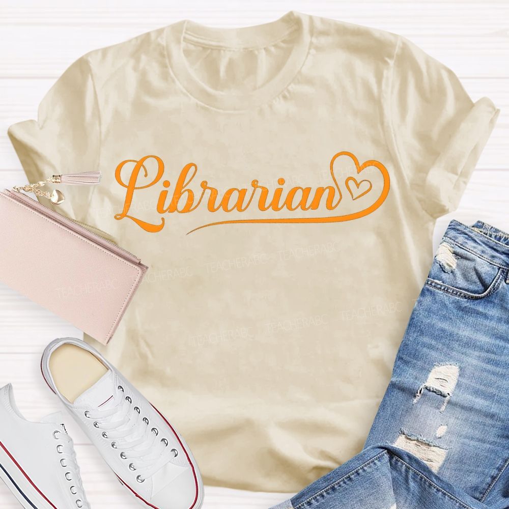 School Librarian Personality Fonts And Heart Shapes T-shirt