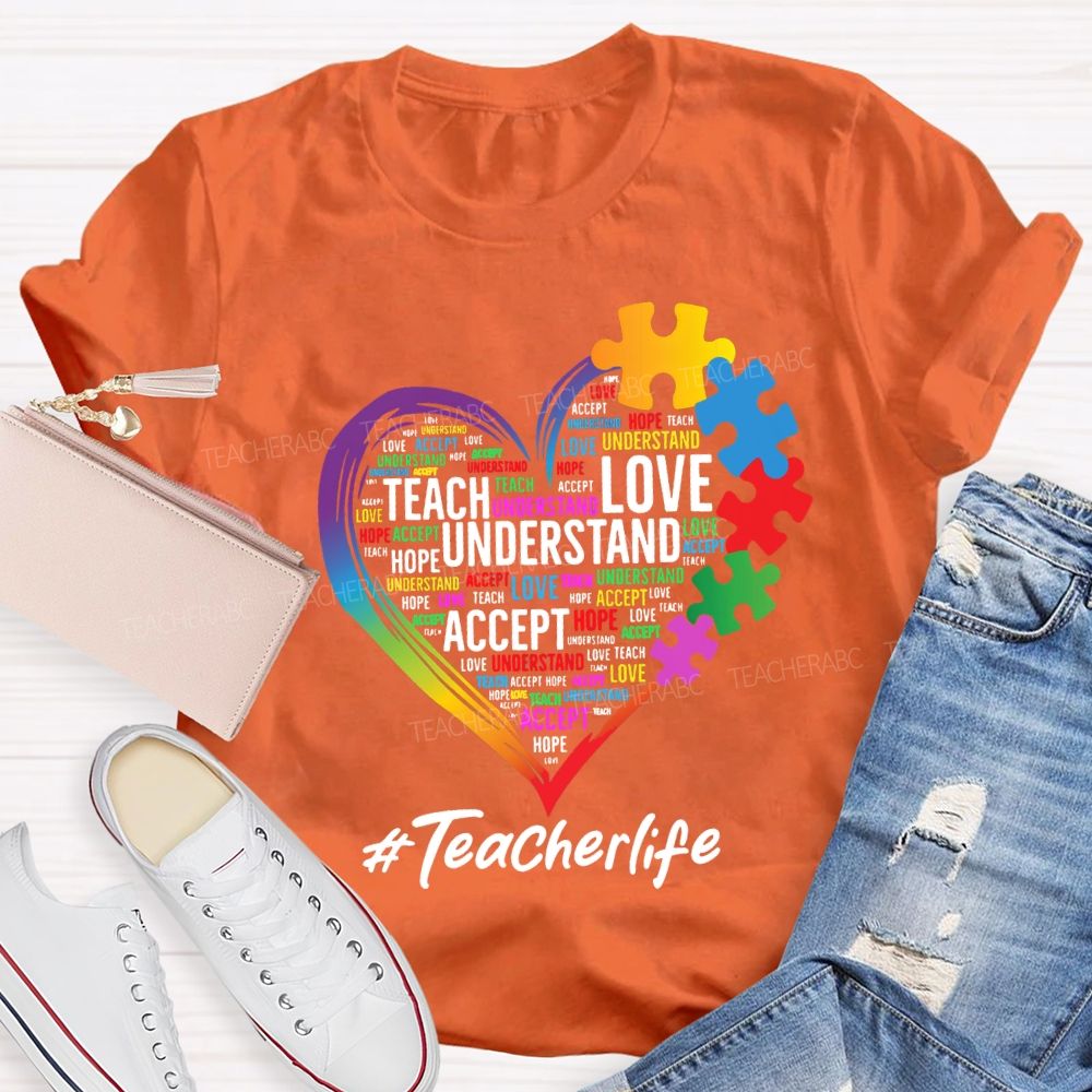 Teach Love Inspire Accept Special Education Teacher Life Teacher T-shirt