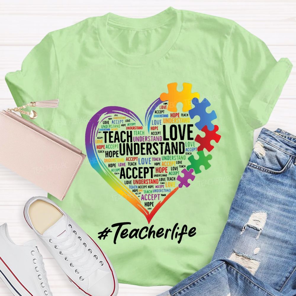 Teach Love Inspire Accept Special Education Teacher Life Teacher T-shirt