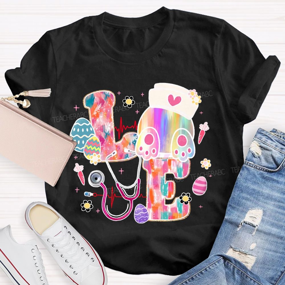 Colorful Eggs Stethoscope Teacher T-shirt