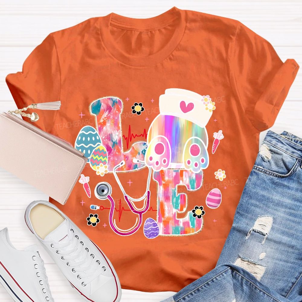 Colorful Eggs Stethoscope Teacher T-shirt