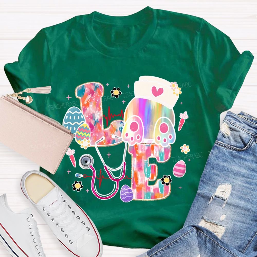Colorful Eggs Stethoscope Teacher T-shirt