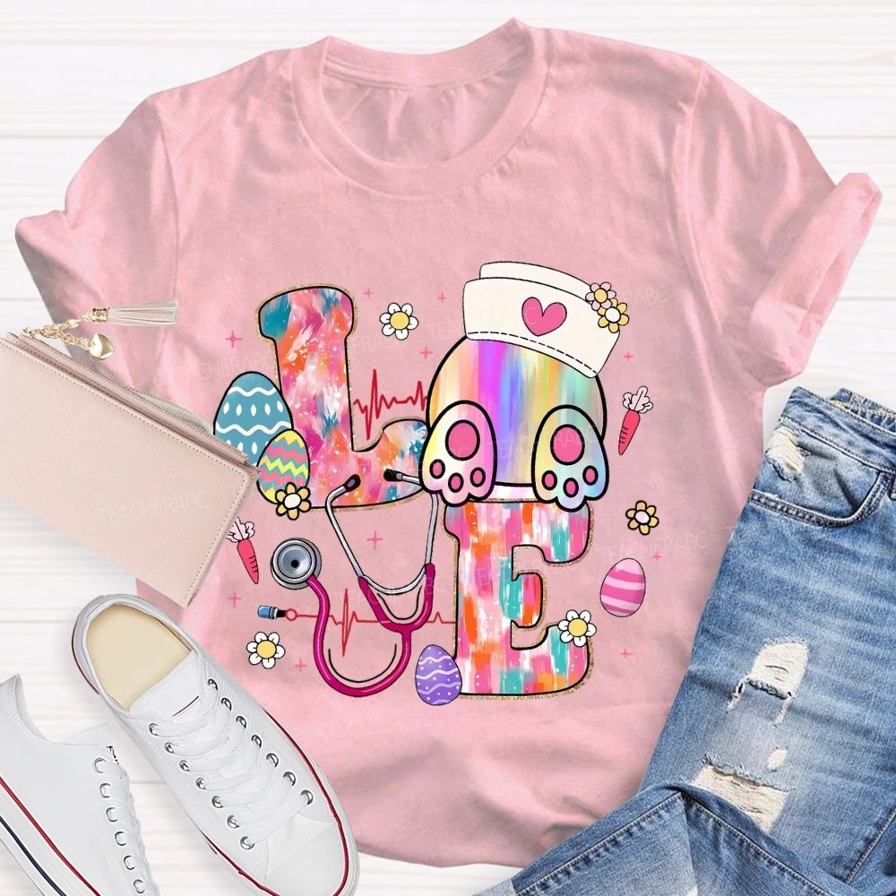 Colorful Eggs Stethoscope Teacher T-shirt