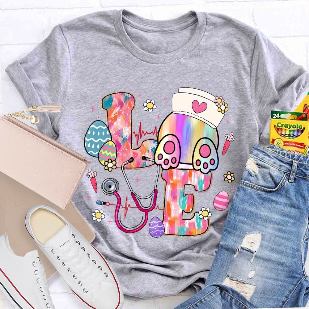 Colorful Eggs Stethoscope Teacher T-shirt