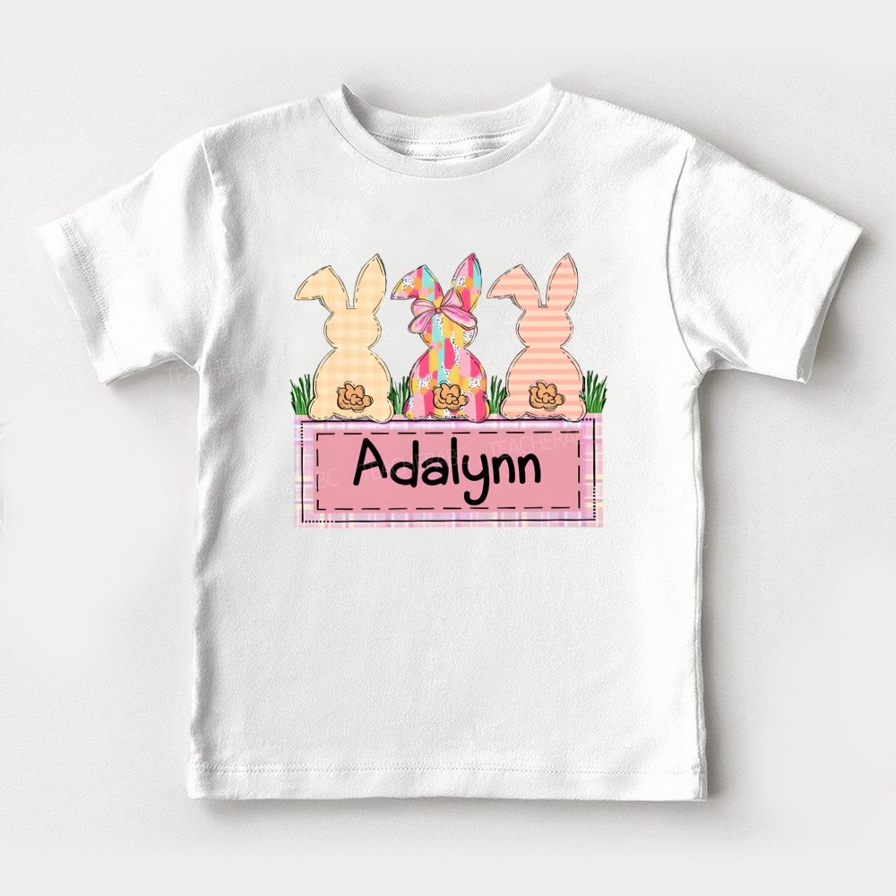 Personalized Name Colorful Rabbit Graphic Toddler T-shirts