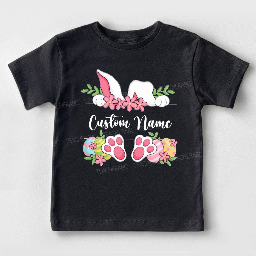 Personalized Name Rabbit Flowers Toddler T-shirts