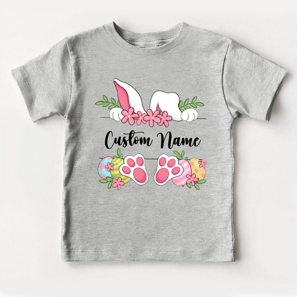 Personalized Name Rabbit Flowers Toddler T-shirts