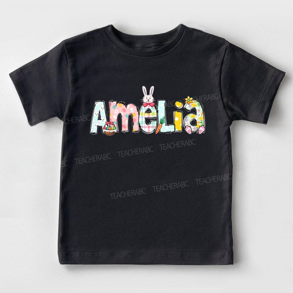 Personalized Name Colorful Letters Rabbit Toddler T-shirts