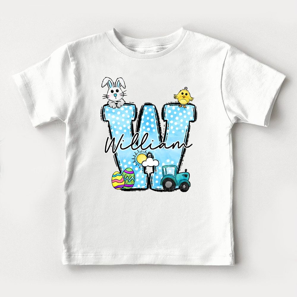 Personalized Name Rabbit Car Graphic Toddler T-shirts