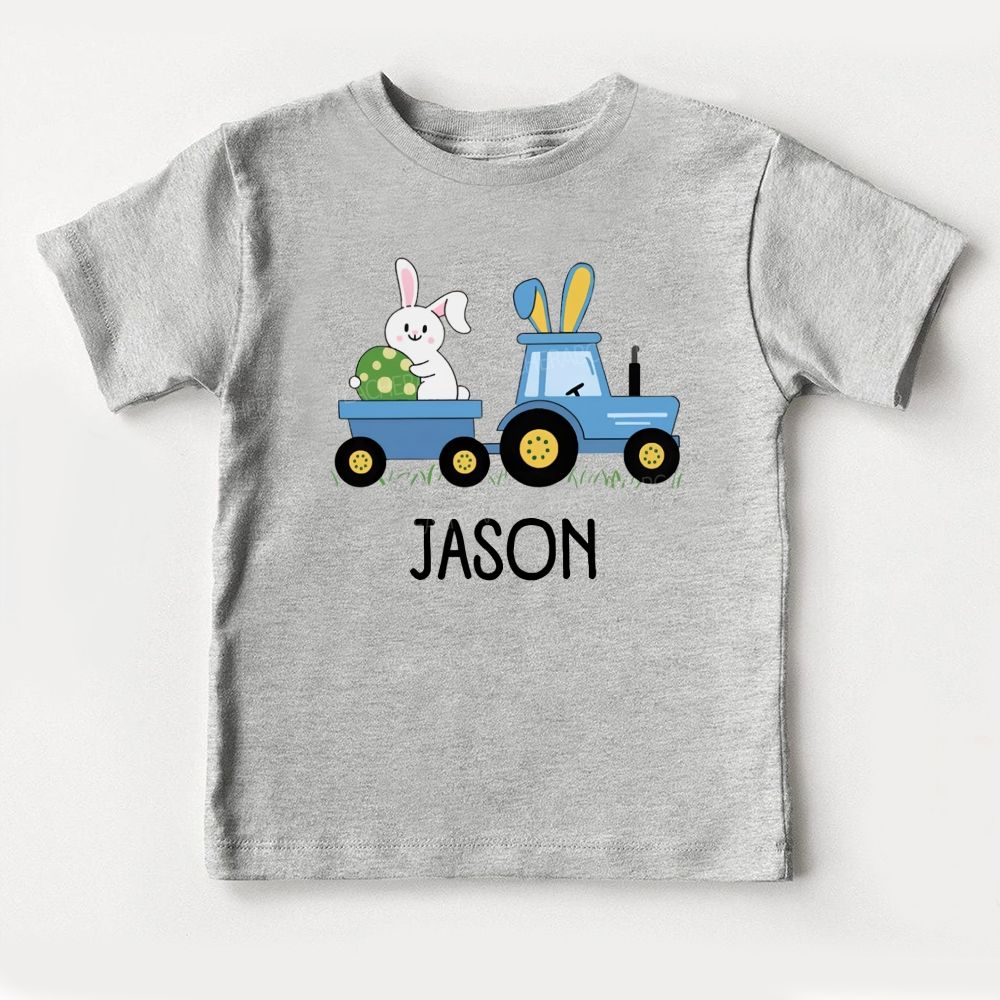 Personalized Name Rabbit Trailer Graphic Toddler T-shirts