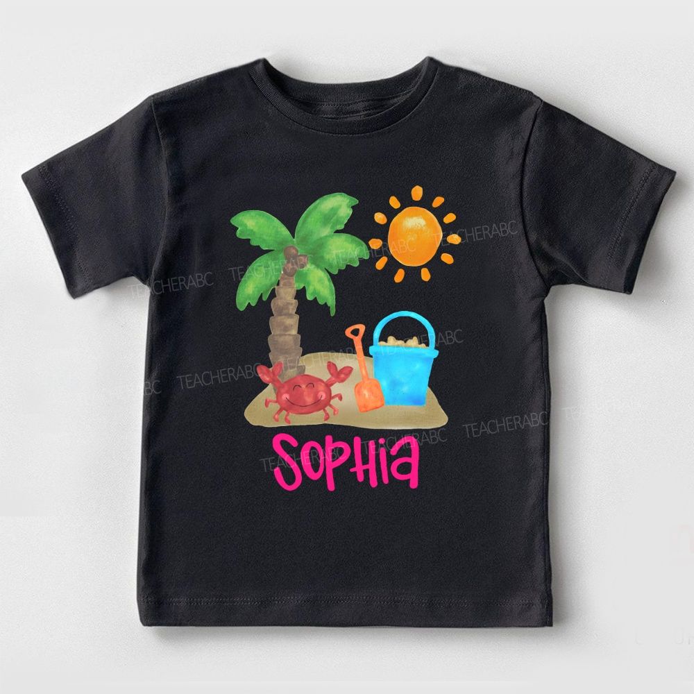 Personalized Name Coconut Tree Crab Toddler T-shirts