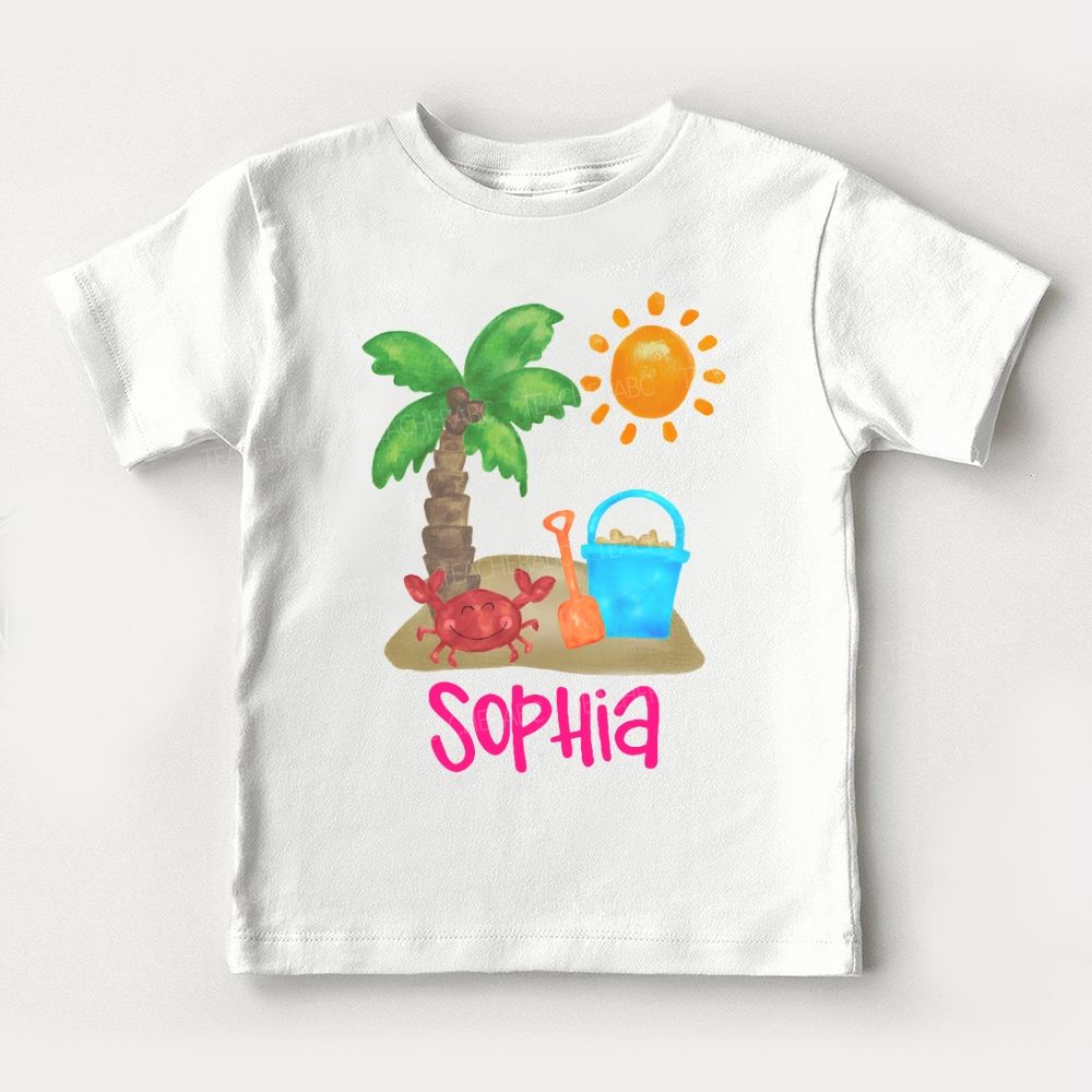 Personalized Name Coconut Tree Crab Toddler T-shirts