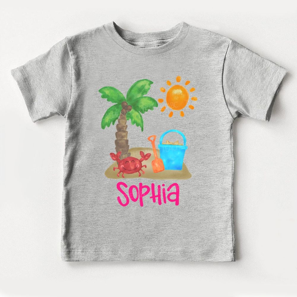 Personalized Name Coconut Tree Crab Toddler T-shirts