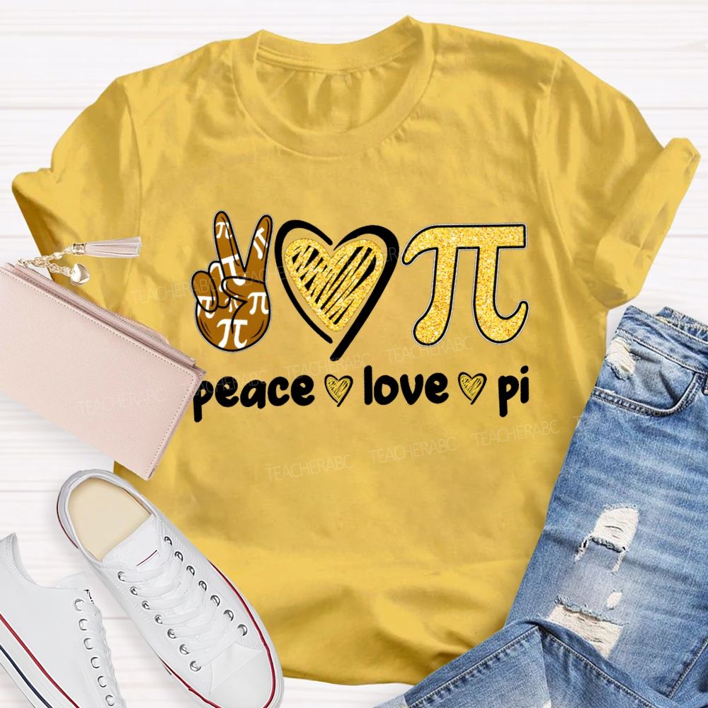 Peace Love Pi Hearts And Math Teacher T-shirt