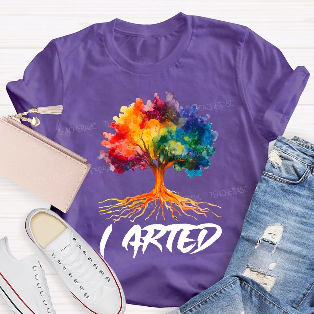 I Arted Colorful Tie-Dyed Tree Art Teacher T-shirt